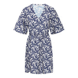 b.young B.YOUNG dame kjole BYIBINE Dress Medieval Blue Ditsy Mix