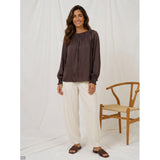 MARTA DU CHATEAU MArta du Chateau Dame Bluse MdcVerona 8943P Blouse Coffee