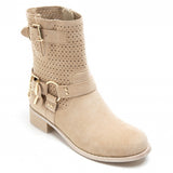 SHOES Malou dame bikerstøvler 9636A Restudsalg Beige