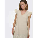 ONLY ONLY dame kjole ONLTULUM Dress LONG Olive Gray BRIGHT WHITE