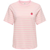 ONLY ONLY dame t-shirt ONLLIVINA Top Rosy Touch Cloud dancer raspberry emb ches