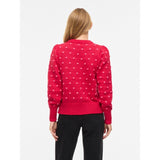 VILA VILA dame strik VIDOTTIE Blouse Jazzy CARMINE ROSE DOTS
