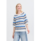 b.young B.YOUNG Dame Strik BYMMORLA Knit DELLA ROBBIA BLUE ZIG ZAG