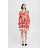 b.young B.YOUNG dame kjole BYJASMINA Dress Flame Scarlett Eth Mix