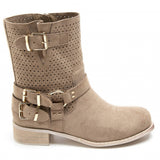 SHOES Malou dame bikerstøvler 9636A Restudsalg Khaki