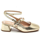 SHOES Inge dame ballerina med hæl 3214 Restudsalg Gold