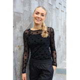Liberté LIBERTÉ dame bluse MESH Blouse BLACK BIG FLOCK DOT