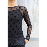 Liberté LIBERTÉ dame bluse MESH Blouse BLACK BIG FLOCK DOT