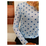 Liberté LIBERTÉ dame bluse MESH Blouse LIGHTBLUE BLUE DOT