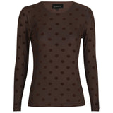 Liberté LIBERTÈ dame mesh LS Blouse DARK BROWN BIG DOT