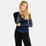 Liberté LIBERTÈ dame mesh LS Blouse NAVY HEART