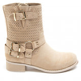 SHOES Malou dame bikerstøvler 9636A Restudsalg Beige