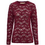 MARTA DU CHATEAU Marta du Chateau Dame langærmet blonde t-shirt MdcPrimula 8941 LS Tee Bordeaux