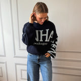 MARTA DU CHATEAU Marta du Chateau dame strik MdcAria 8111 OS Knit Navy/Light Blue