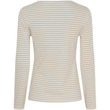 MARTA DU CHATEAU Marta du Chateau dame Langærmet T-shirt MdcNancy 6111 Restudsalg Beige/white