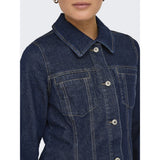 ONLY ONLY dame jakke ONLELLE Jacket Dark Blue Denim Detail RINSE