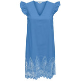 ONLY ONLY dame kjole ONLTULUM Dress LONG Blue Bonnet BRIGHT WHITE