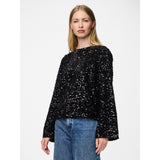 PIECES PIECES dame bluse PCKAM Restudsalg Black Black sequins
