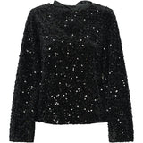 PIECES PIECES dame bluse PCKAM Restudsalg Black Black sequins