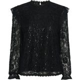PIECES PIECES dame bluse PCOLLINE Restudsalg Black