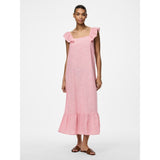 PIECES PIECES dame kjole PCAPIA Restudsalg Pink Lemonade Stripes Bright white