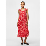PIECES PIECES dame kjole PCFLORA Dress Adrenaline Rush Red tone flowers