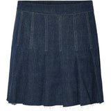 PIECES PIECES dame nederdel PCFABIA Restudsalg Dark Blue Denim