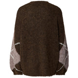 PIECES PIECES dame strik PCRASMINE Knit Hot Fudge Greige and Birch