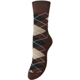 PIECES PIECES dame strømper PCALBA Socks Hot Fudge Greige/Black/Birch