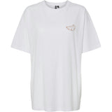PIECES PIECES dame t-shirt PCTRIXIE Restudsalg Bright White SUNBURN CROISSANT