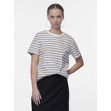 PIECES PIECES dame tee PCRIA T-shirt Silver Mink BRIGHT WHITE