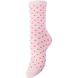 PIECES Pieces dame strømper PCSEBBY Socks Flushing Pink SMALL DOTS IN FLAME SCARLET