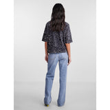 PIECES Pieces dame top PCKAM Restudsalg Magnet Black silver sequins