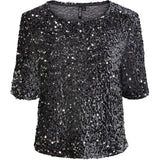 PIECES Pieces dame top PCKAM Restudsalg Magnet Black silver sequins