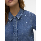 Vero Moda VERO MODA dame skjorte VMDIONNE Shirt Medium Blue Denim HEART