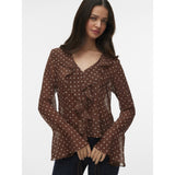Vero Moda VERO MODA dame top VMWILLOW Top Chocolate Martini Snow white dot